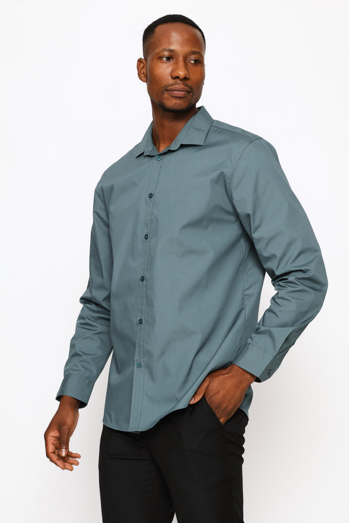 Regular Easy Care Long Sleeve Shirt - Forest Green