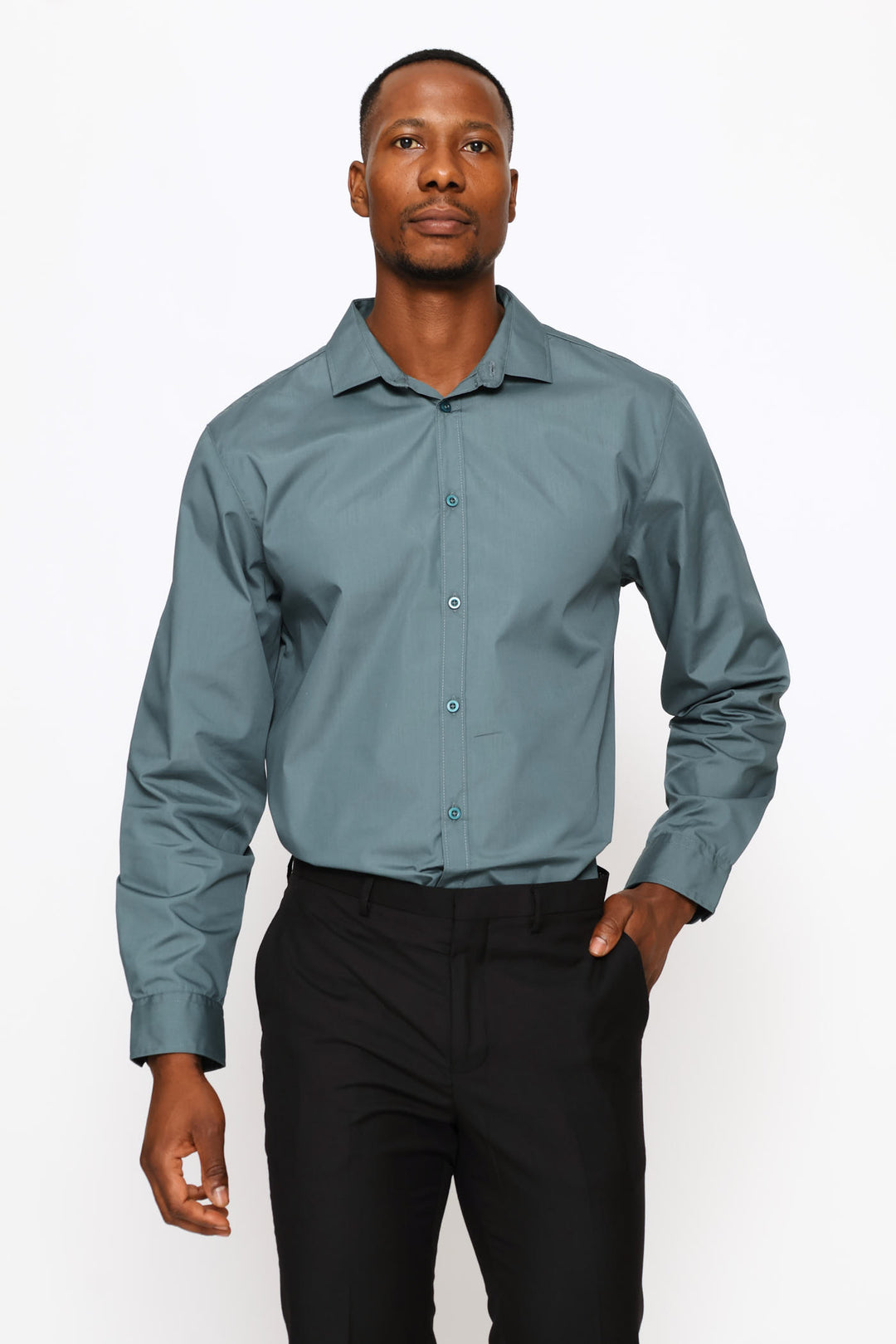 Regular Easy Care Long Sleeve Shirt - Forest Green