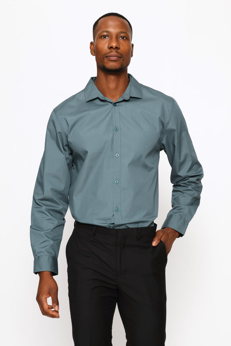 Regular Easy Care Long Sleeve Shirt - Forest Green