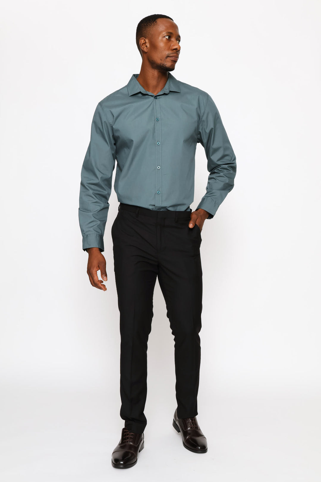 Regular Easy Care Long Sleeve Shirt - Forest Green