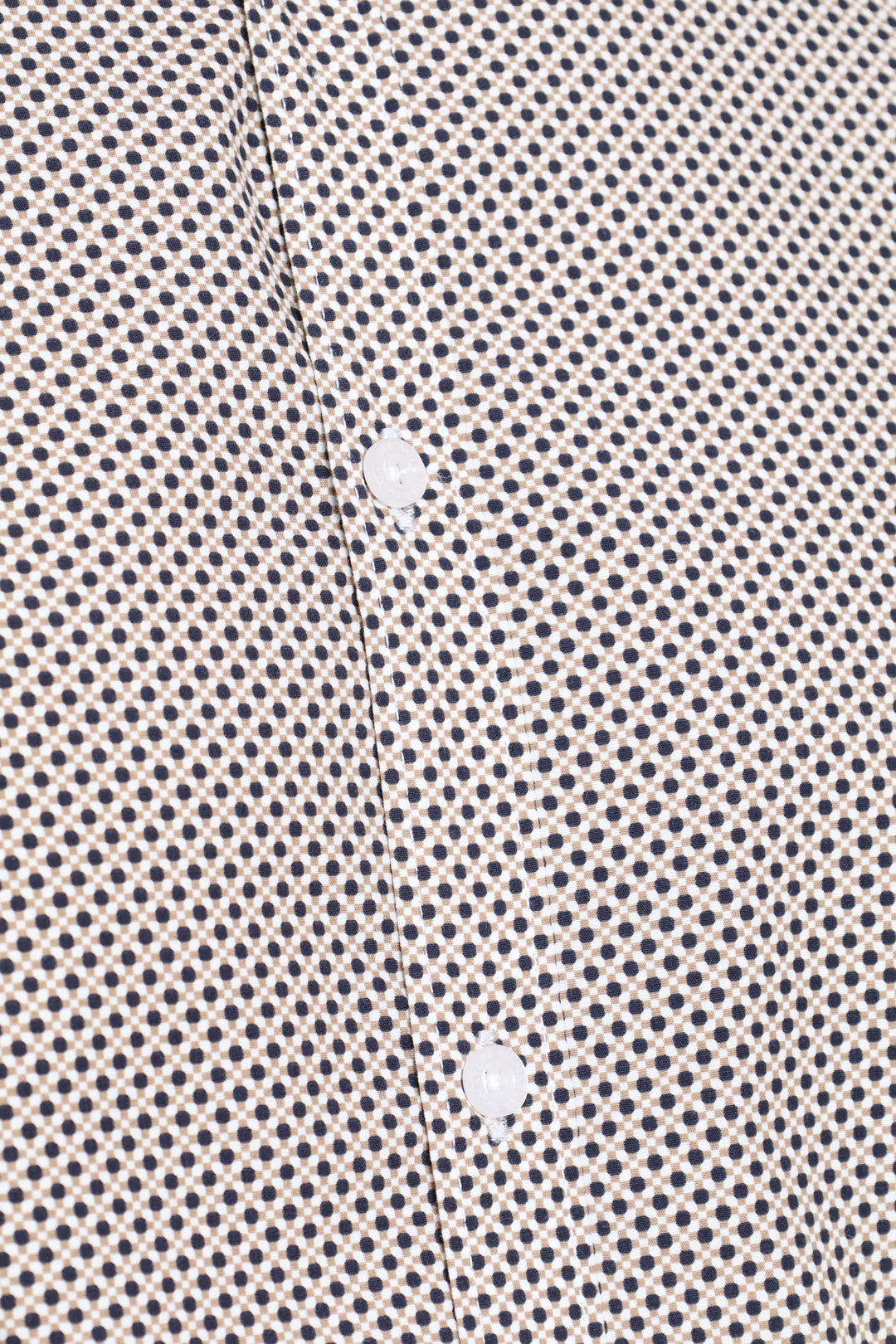 Slim Long Sleeve Geo Spot Printed Shirt - Navy/Brown