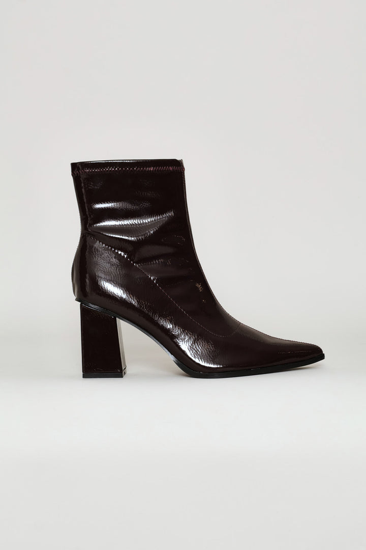 Rendered Textured Stretch Ankle Boot - Chocolate