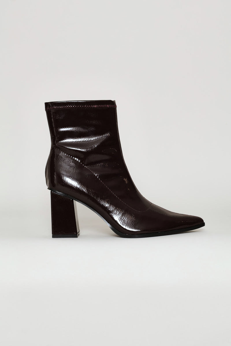 Rendered Textured Stretch Ankle Boot - Chocolate