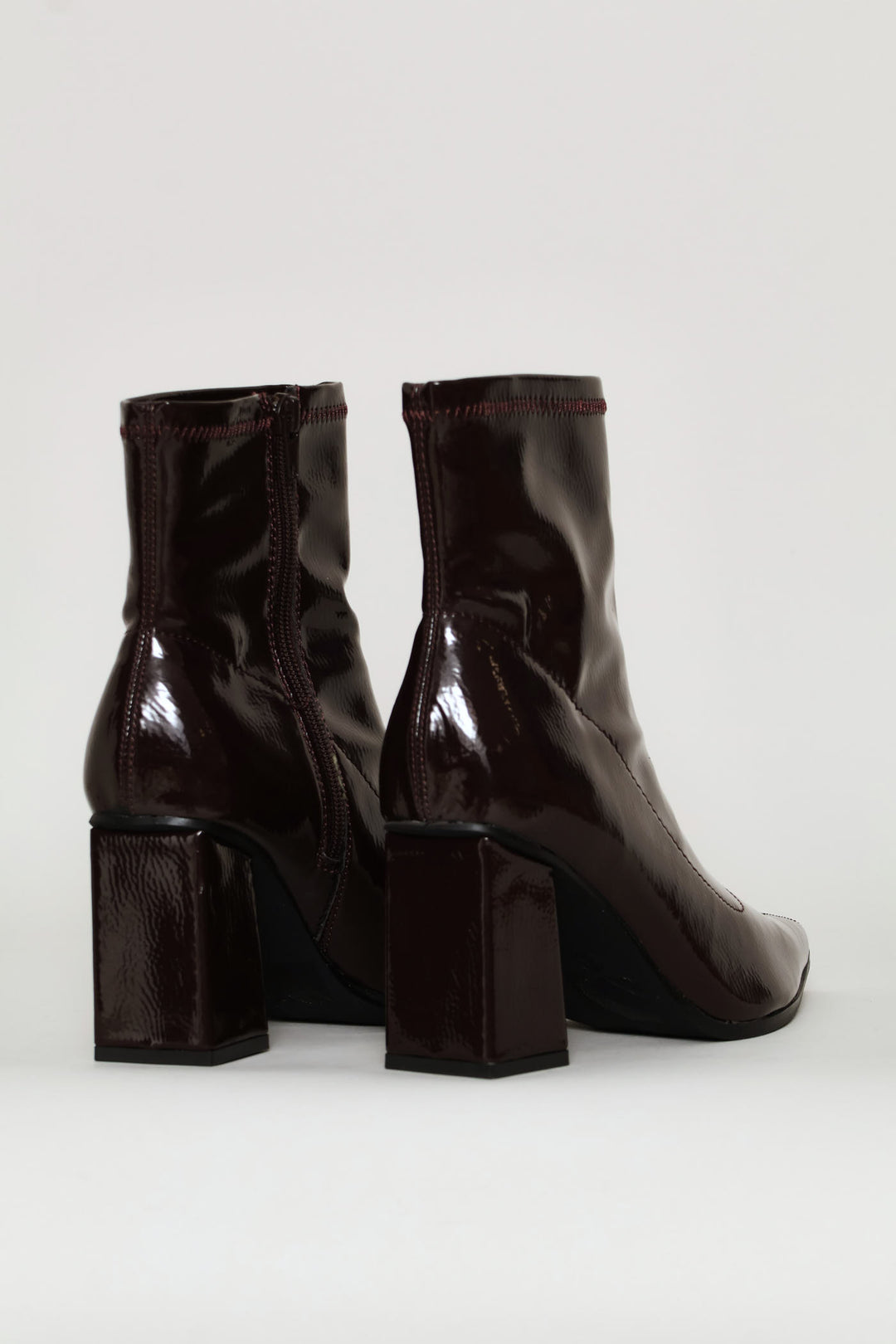 Rendered Textured Stretch Ankle Boot - Chocolate