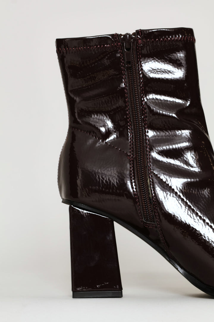 Rendered Textured Stretch Ankle Boot - Chocolate