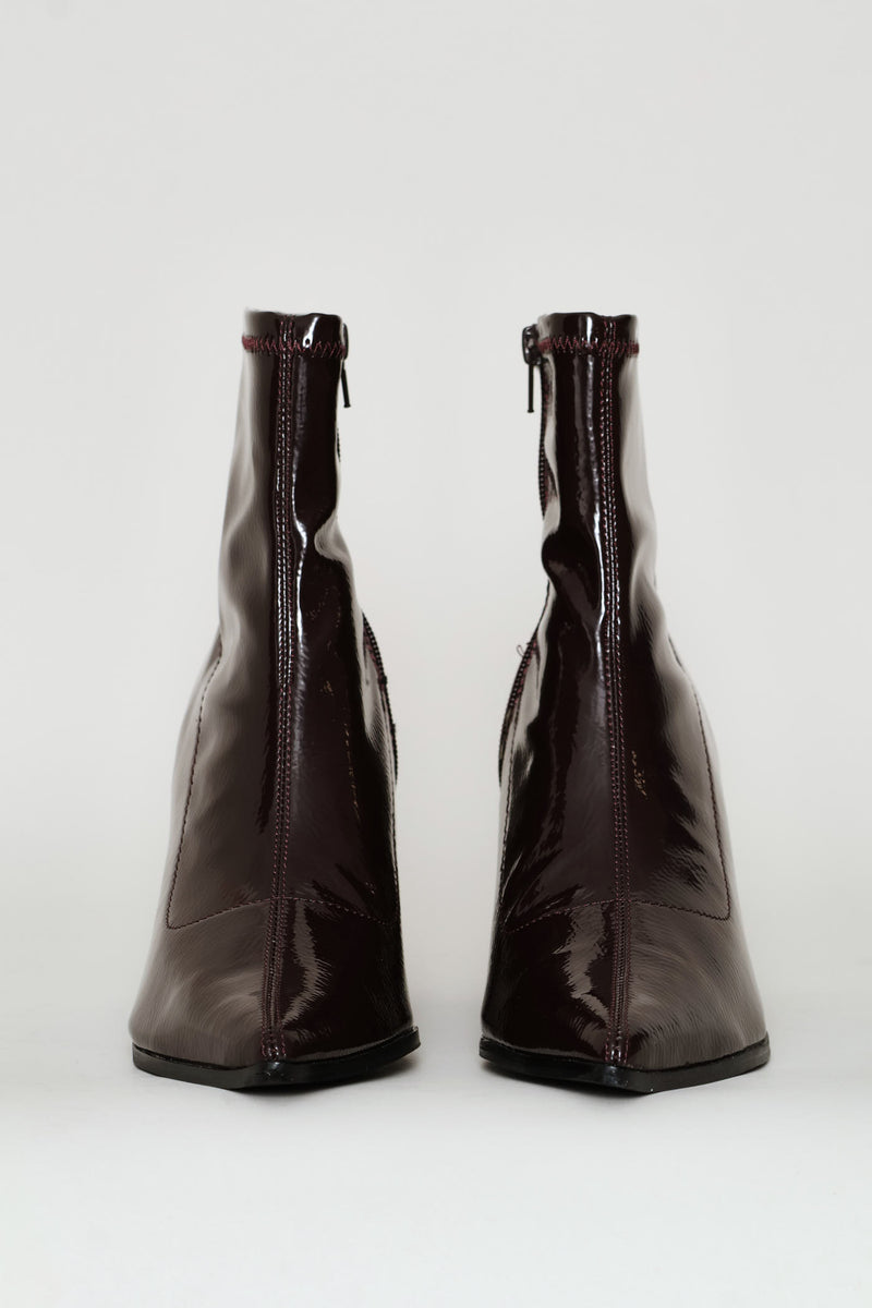 Rendered Textured Stretch Ankle Boot - Chocolate