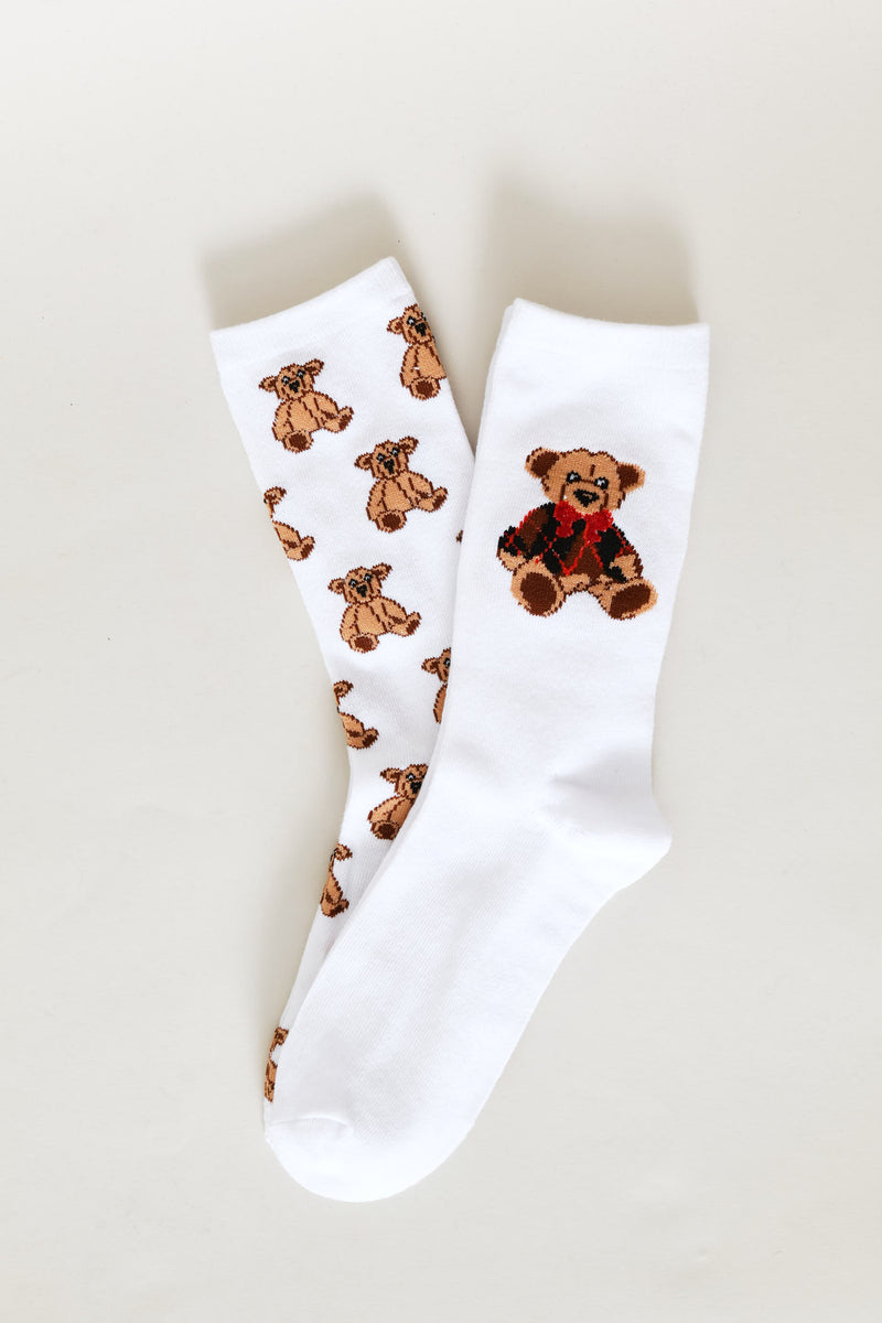 2 Pack Teddy Crew Fashion Socks - Cream