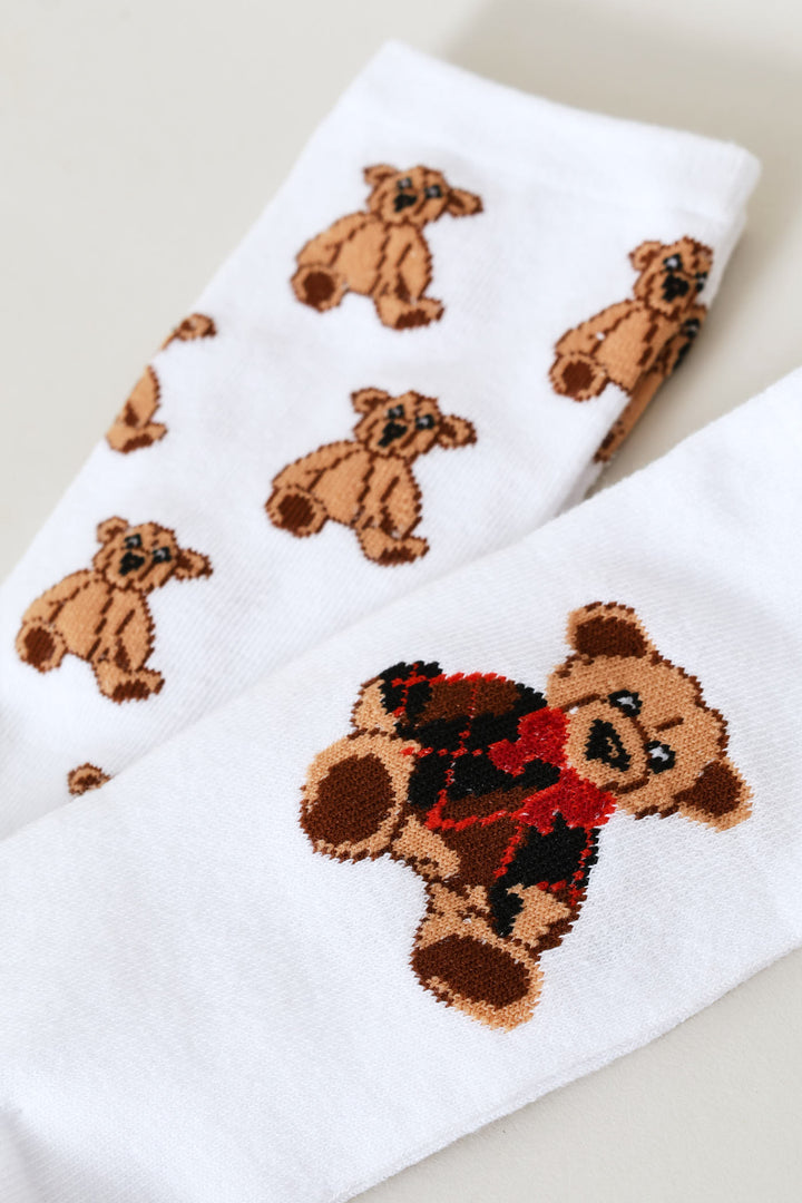 2 Pack Teddy Crew Fashion Socks - Cream