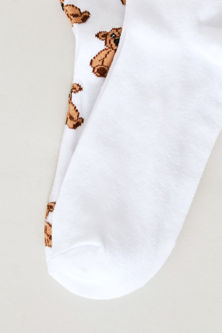 2 Pack Teddy Crew Fashion Socks - Cream