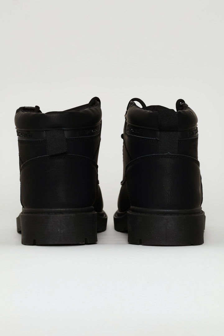 Lace Up Worker Boot - Black