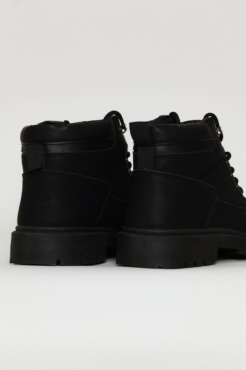 Lace Up Worker Boot - Black