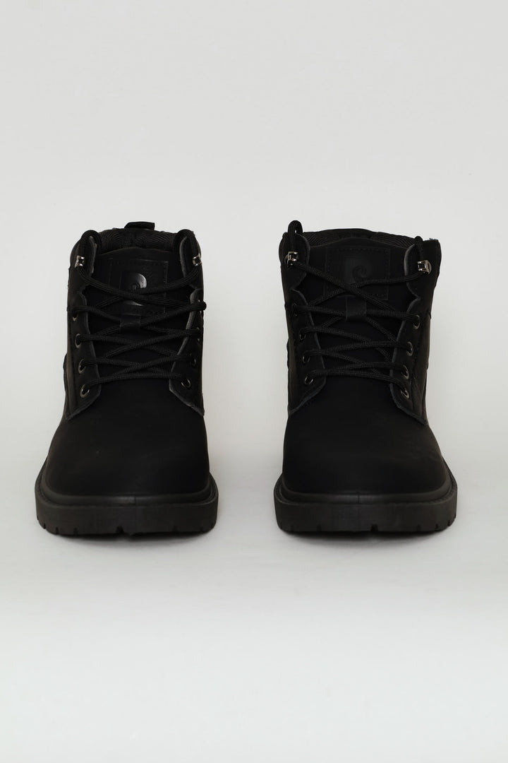 Lace Up Worker Boot - Black