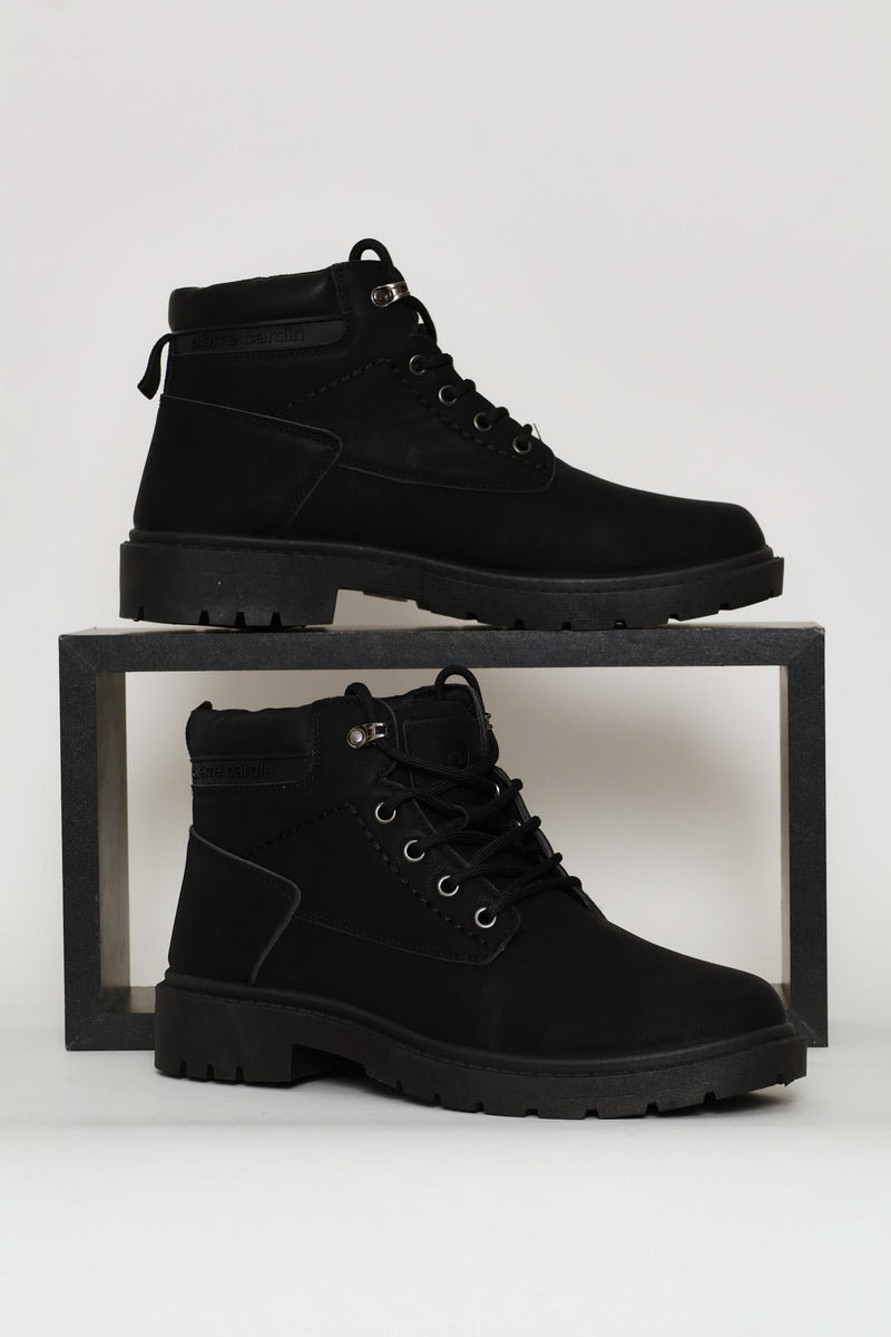 Lace Up Worker Boot - Black