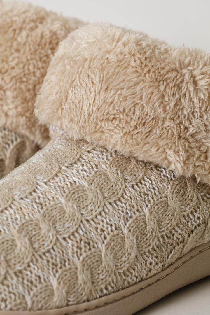 Knitted Upper Fur Bootie - Stone