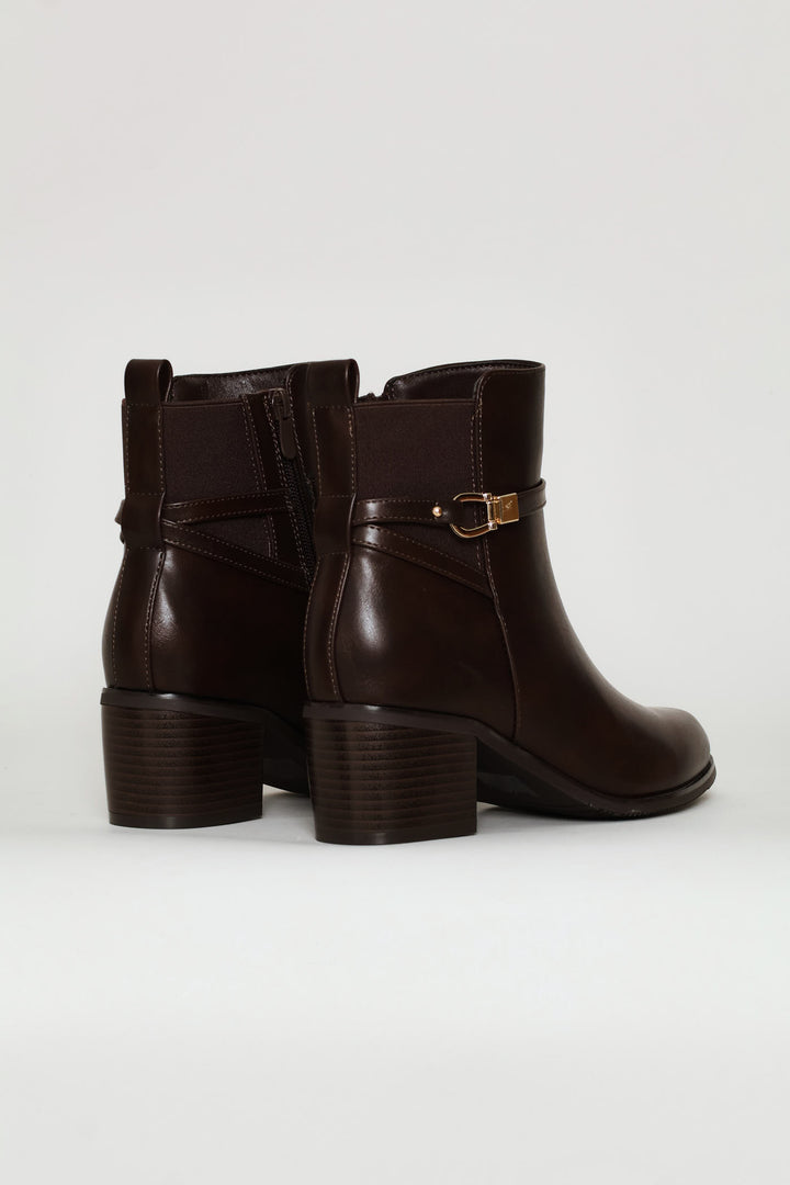 Metal Loop Trim Chelsea Boot - Chocolate