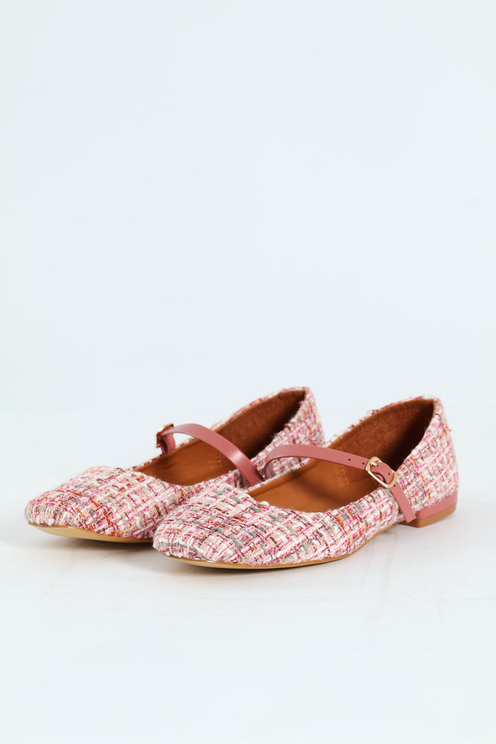Tweed Maryjane Pump - Pink