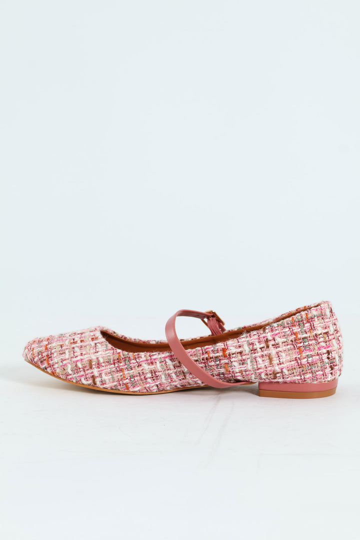 Tweed Maryjane Pump - Pink