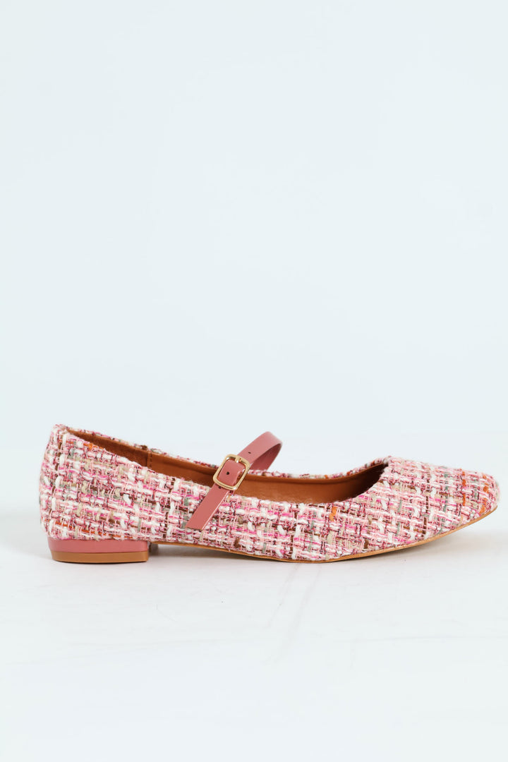 Tweed Maryjane Pump - Pink