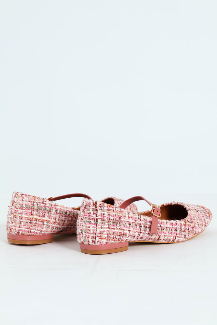 Tweed Maryjane Pump - Pink