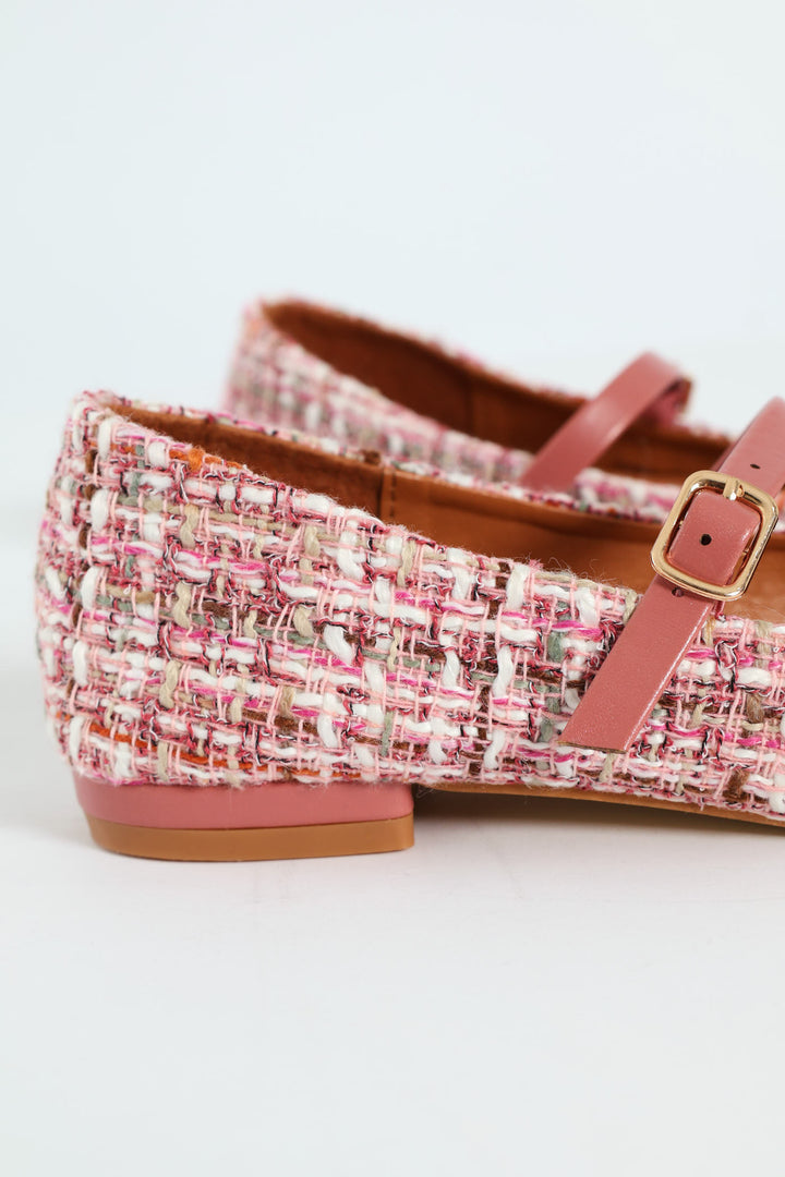 Tweed Maryjane Pump - Pink