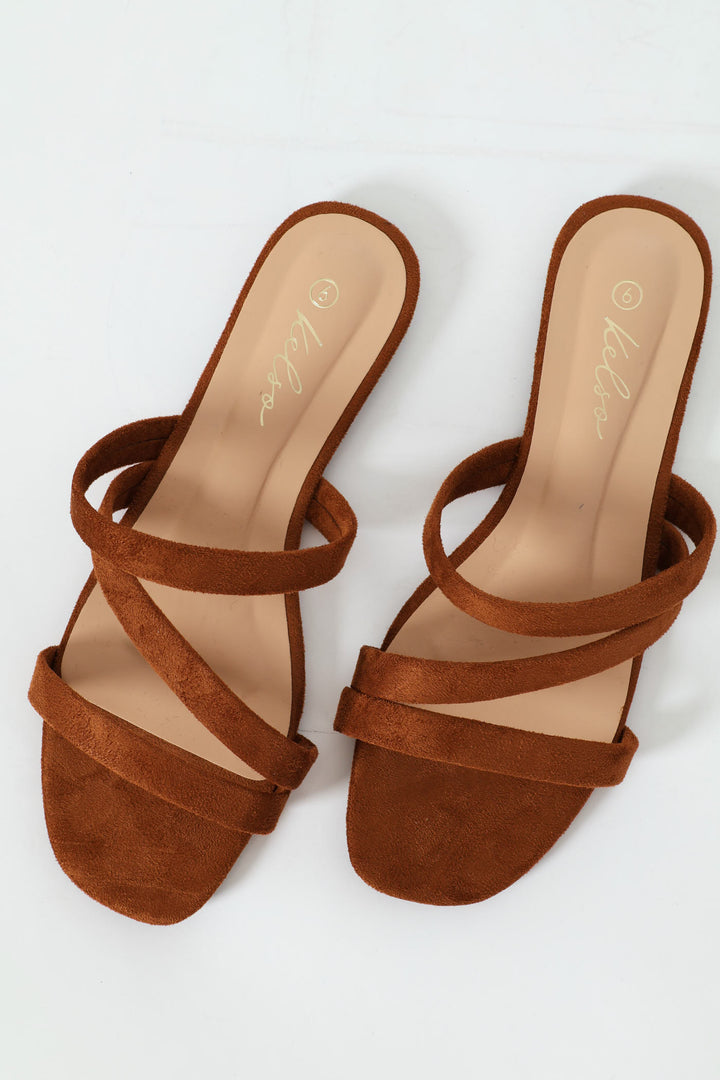 3 Strap Basic Mule Sandal - Chocolate