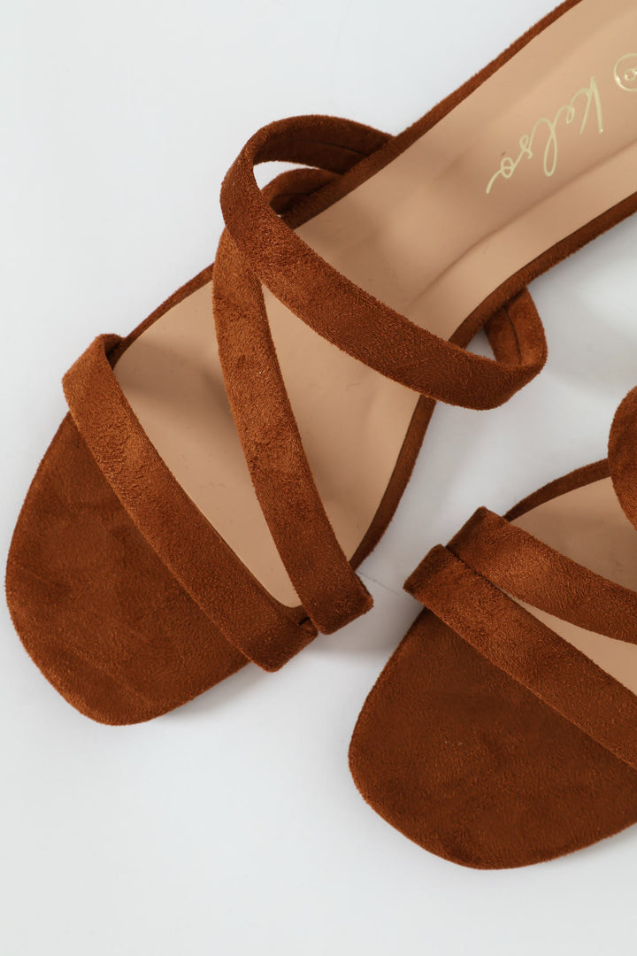 3 Strap Basic Mule Sandal - Chocolate