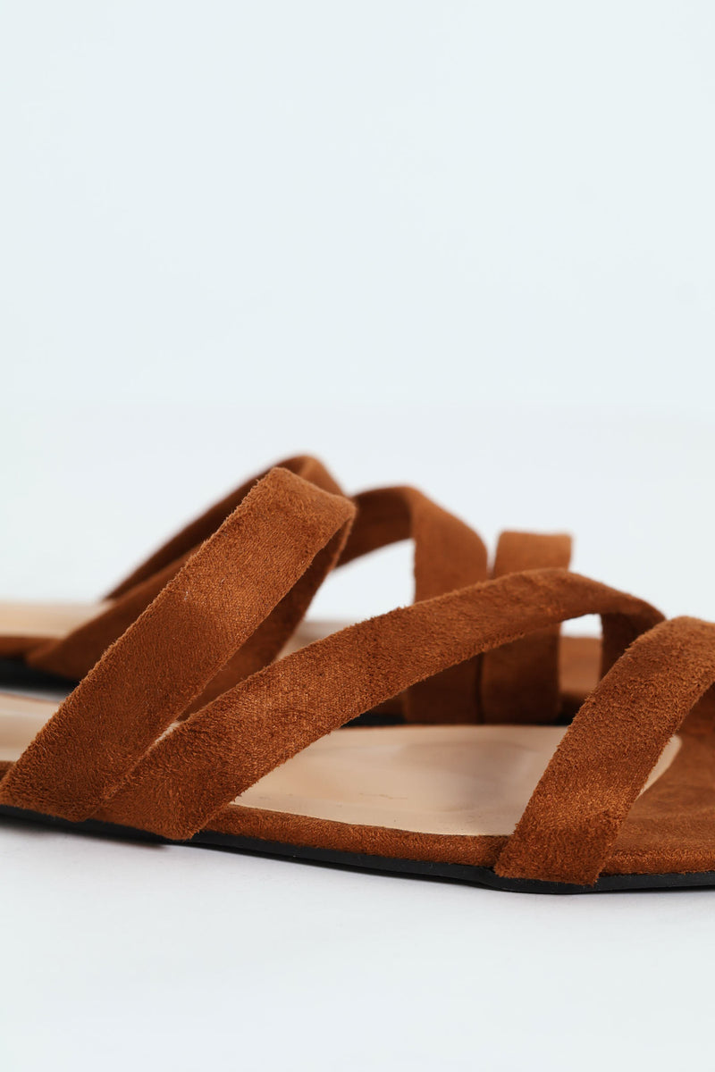 3 Strap Basic Mule Sandal - Chocolate