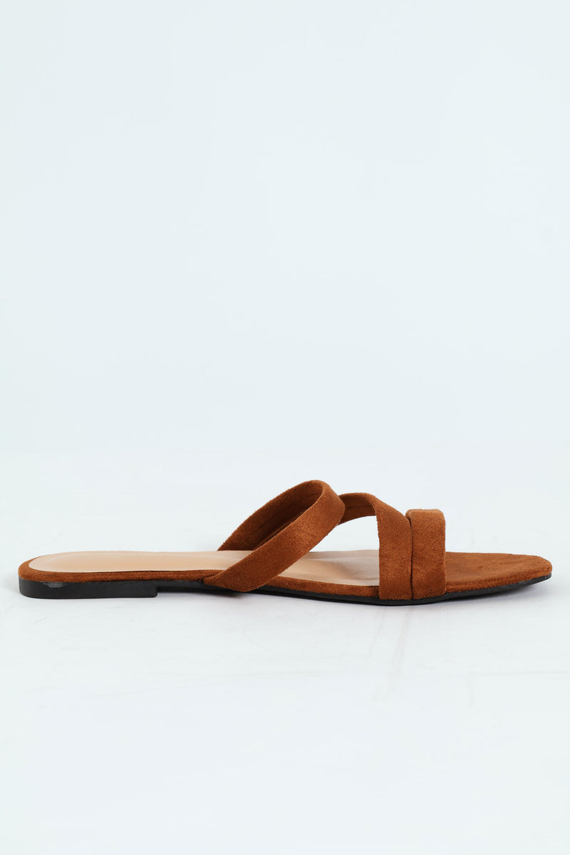 3 Strap Basic Mule Sandal - Chocolate