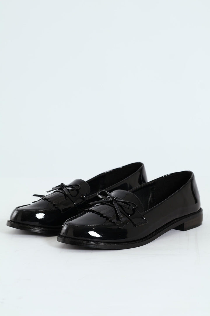 Apron Tassled Patent Loafer - Black