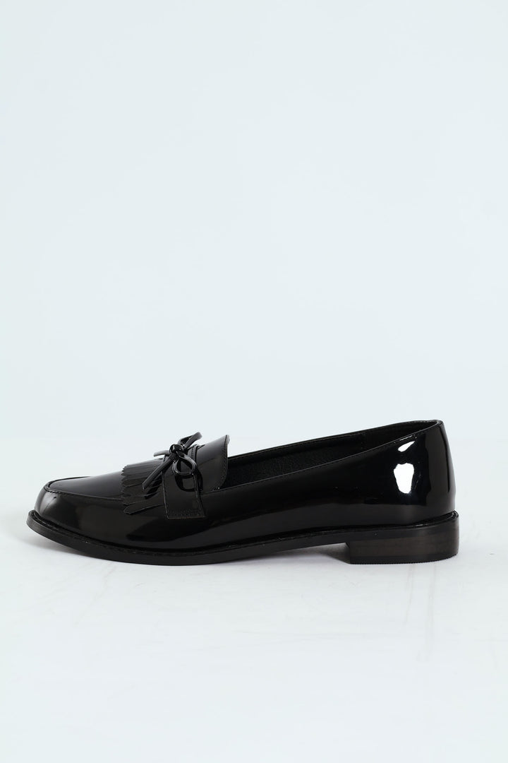 Apron Tassled Patent Loafer - Black