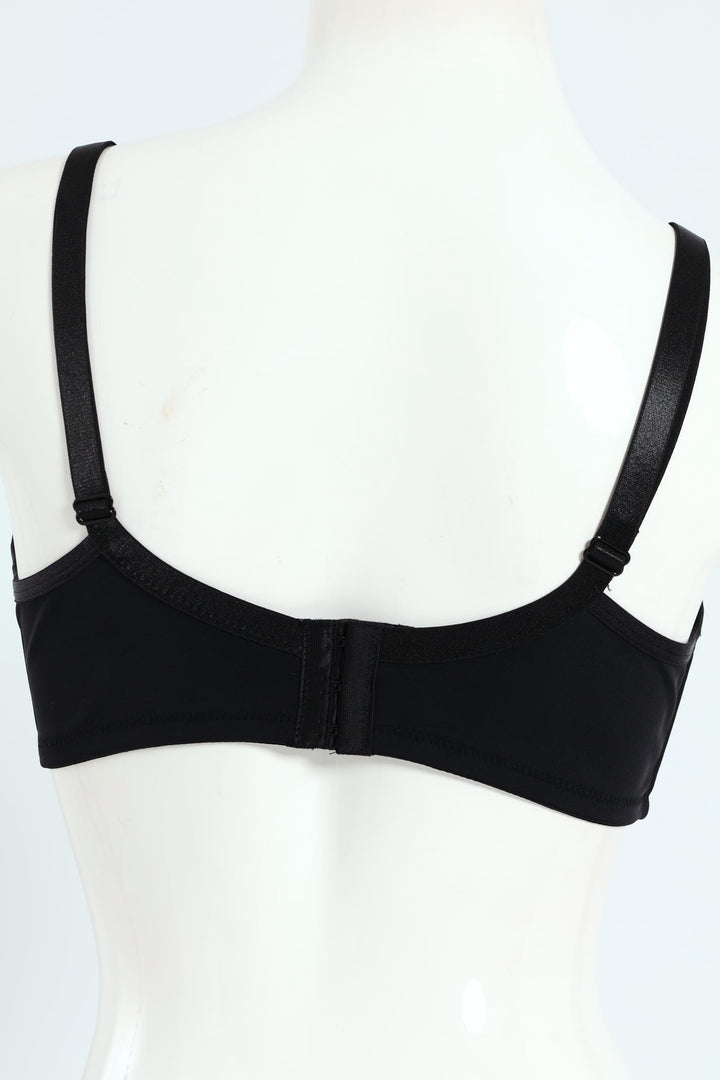 Mesh Trim Minimiser Bra - Black