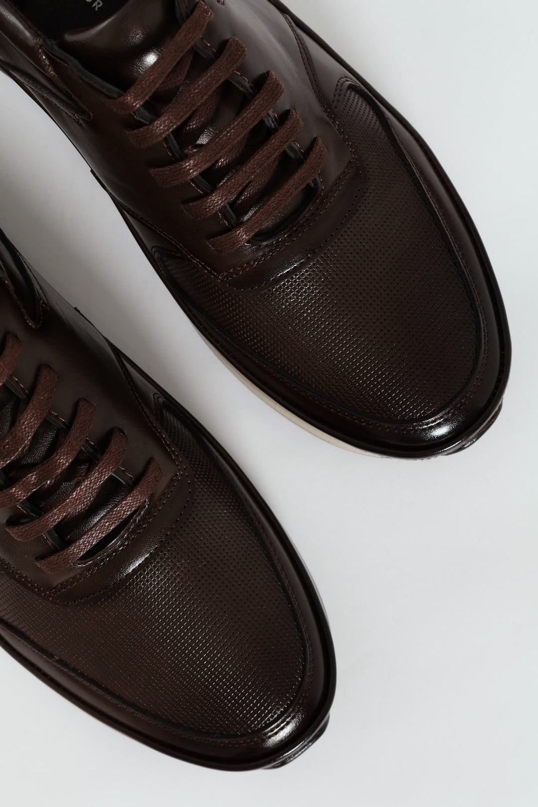 Pin Punched Detail Panelled Smart Casual Shoe - Chocolate