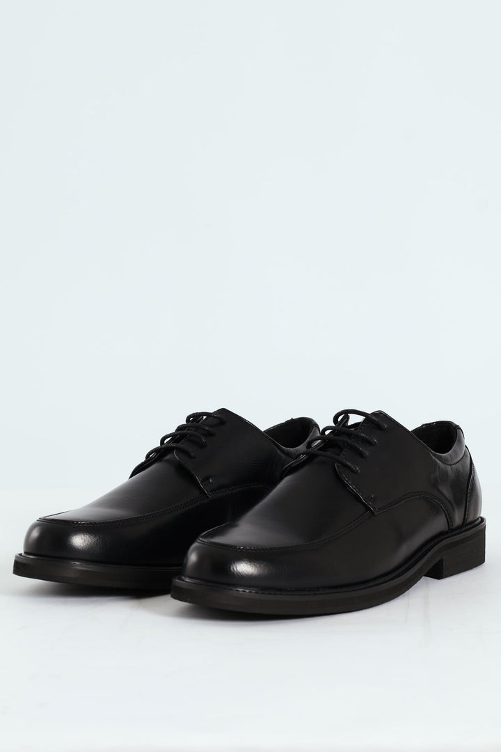 Plain Round Toe Formal Lace Up Shoe - Black