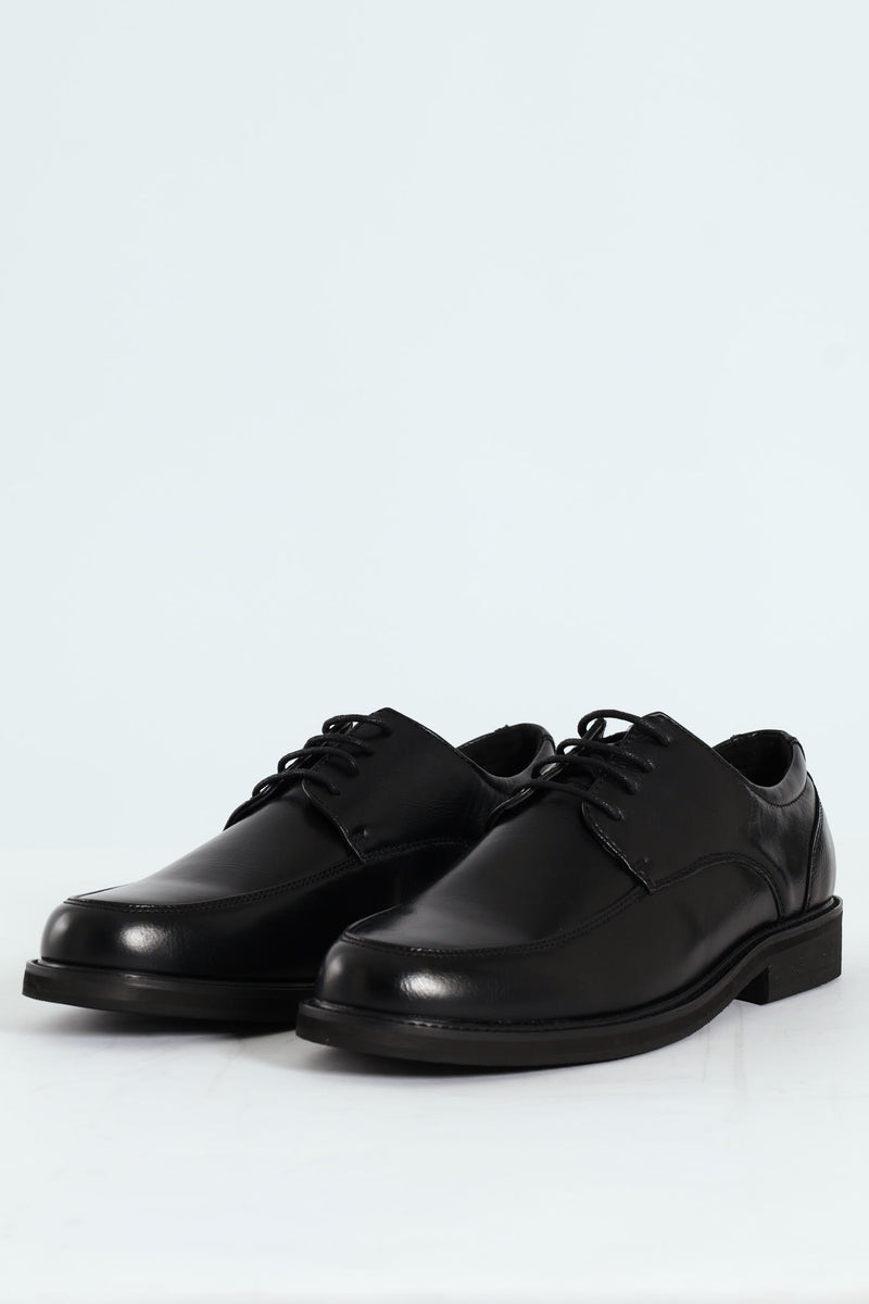 Plain Round Toe Formal Lace Up Shoe - Black
