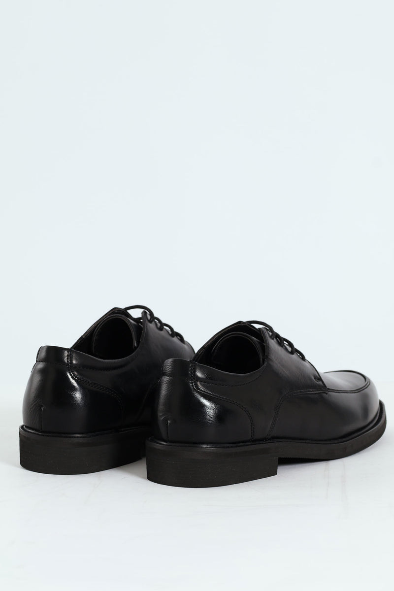 Plain Round Toe Formal Lace Up Shoe - Black