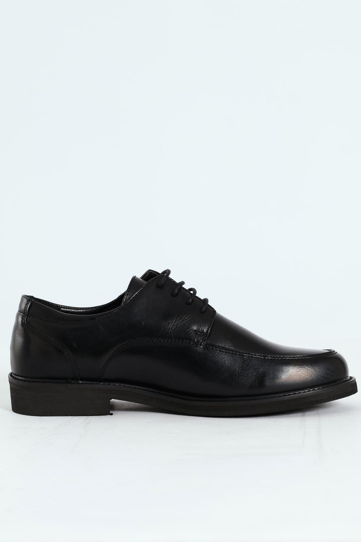 Plain Round Toe Formal Lace Up Shoe - Black
