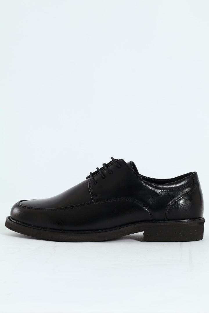 Plain Round Toe Formal Lace Up Shoe - Black