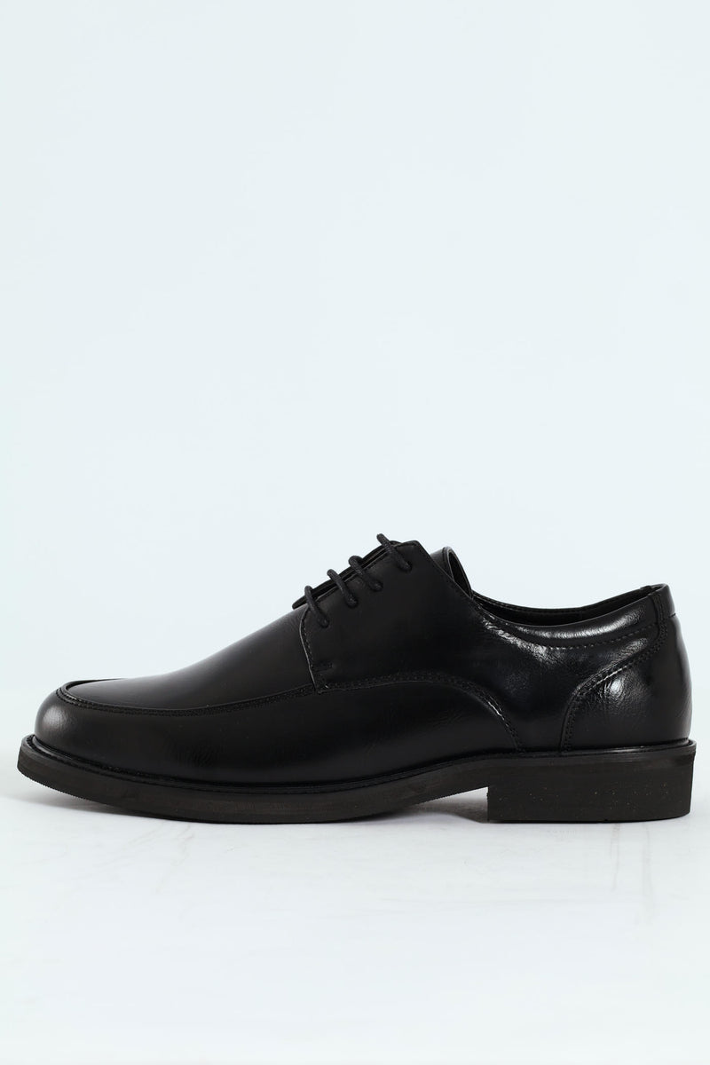 Plain Round Toe Formal Lace Up Shoe - Black