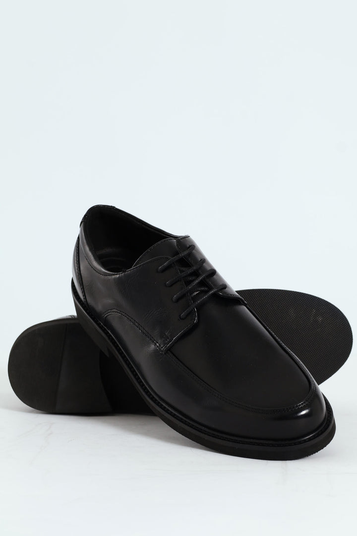 Plain Round Toe Formal Lace Up Shoe - Black
