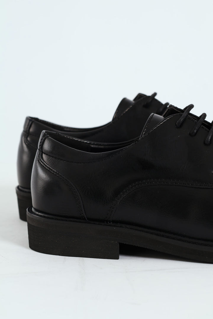 Plain Round Toe Formal Lace Up Shoe - Black