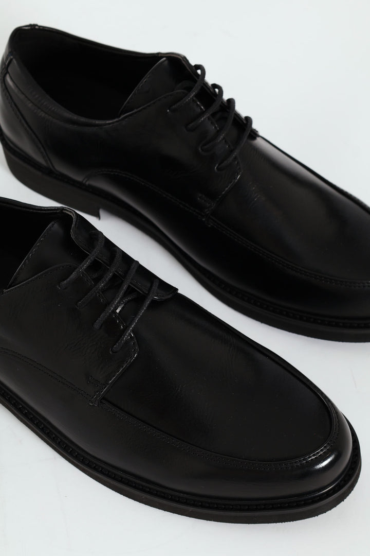 Plain Round Toe Formal Lace Up Shoe - Black