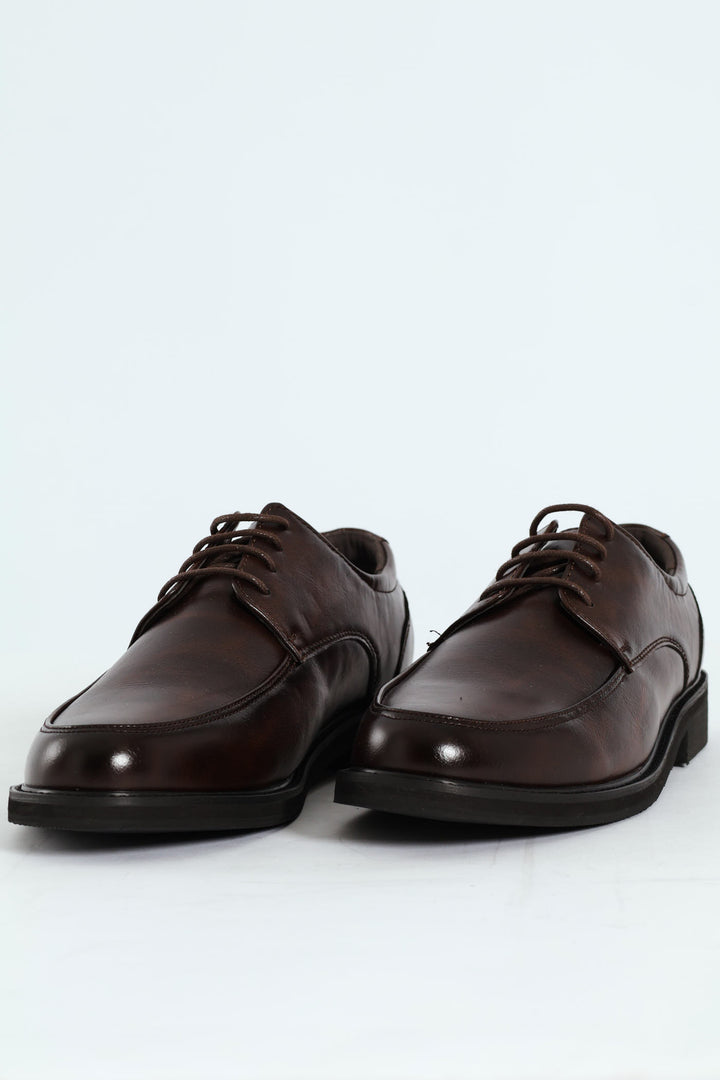 Plain Round Toe Formal Lace Up Shoe - Chocolate