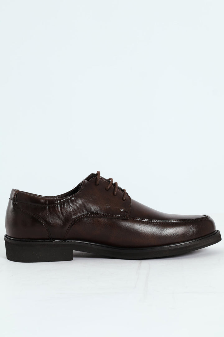 Plain Round Toe Formal Lace Up Shoe - Chocolate