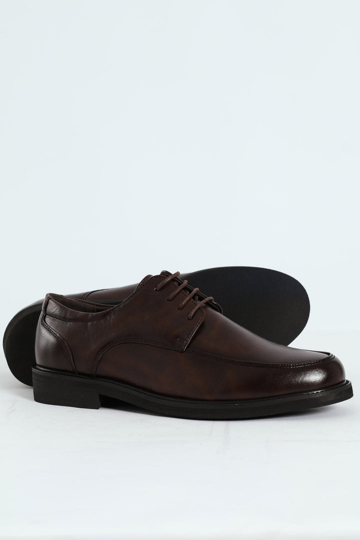 Plain Round Toe Formal Lace Up Shoe - Chocolate
