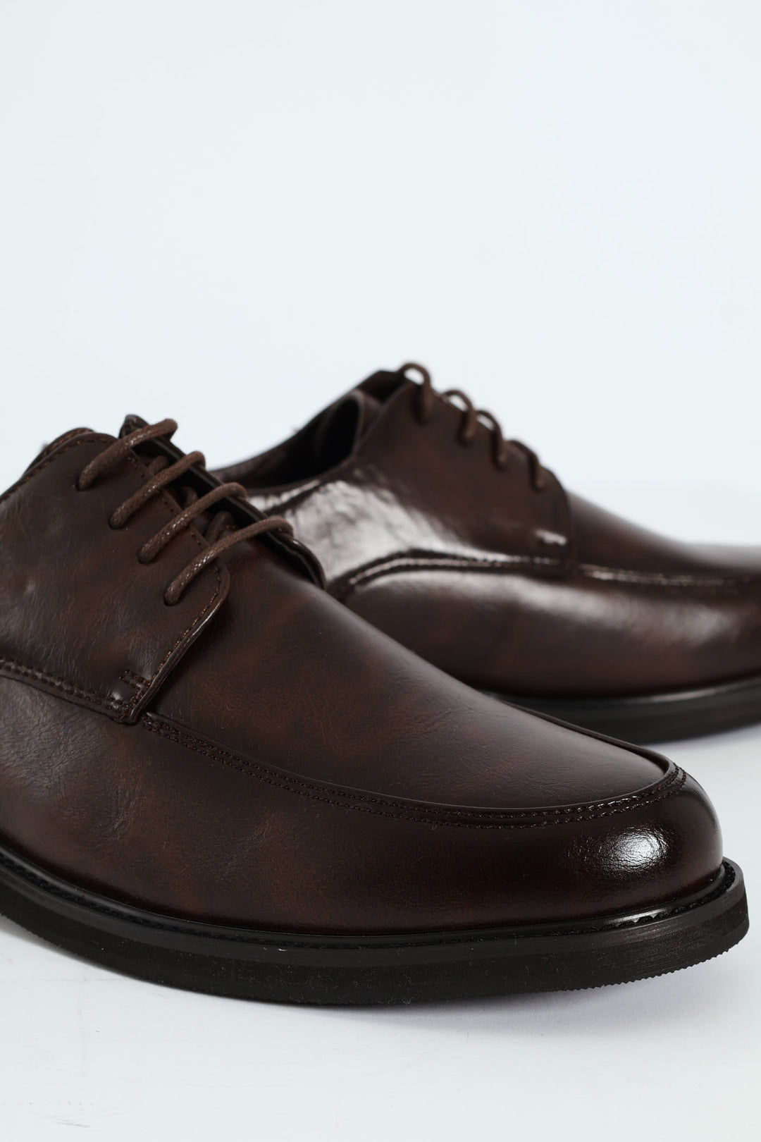 Plain Round Toe Formal Lace Up Shoe - Chocolate