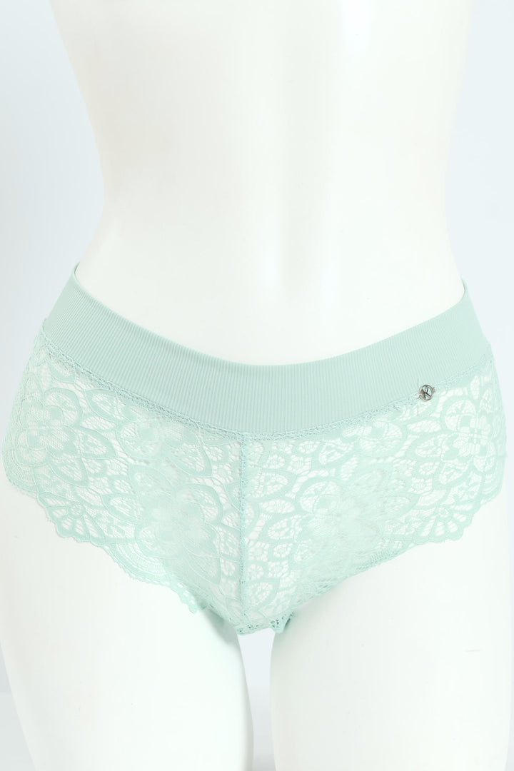 3 Pack Lace Midi Boyleg Panties - Harbour Green/Mocha Melange/Jade
