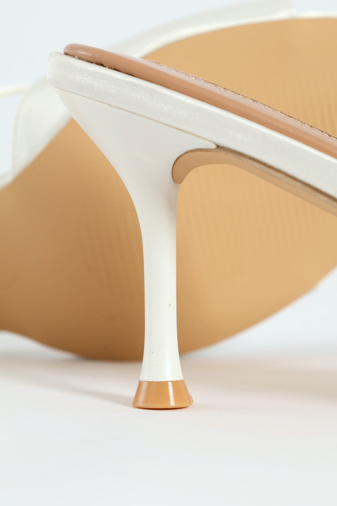 Pearl Trim Fashion Sandal Heel - Off White