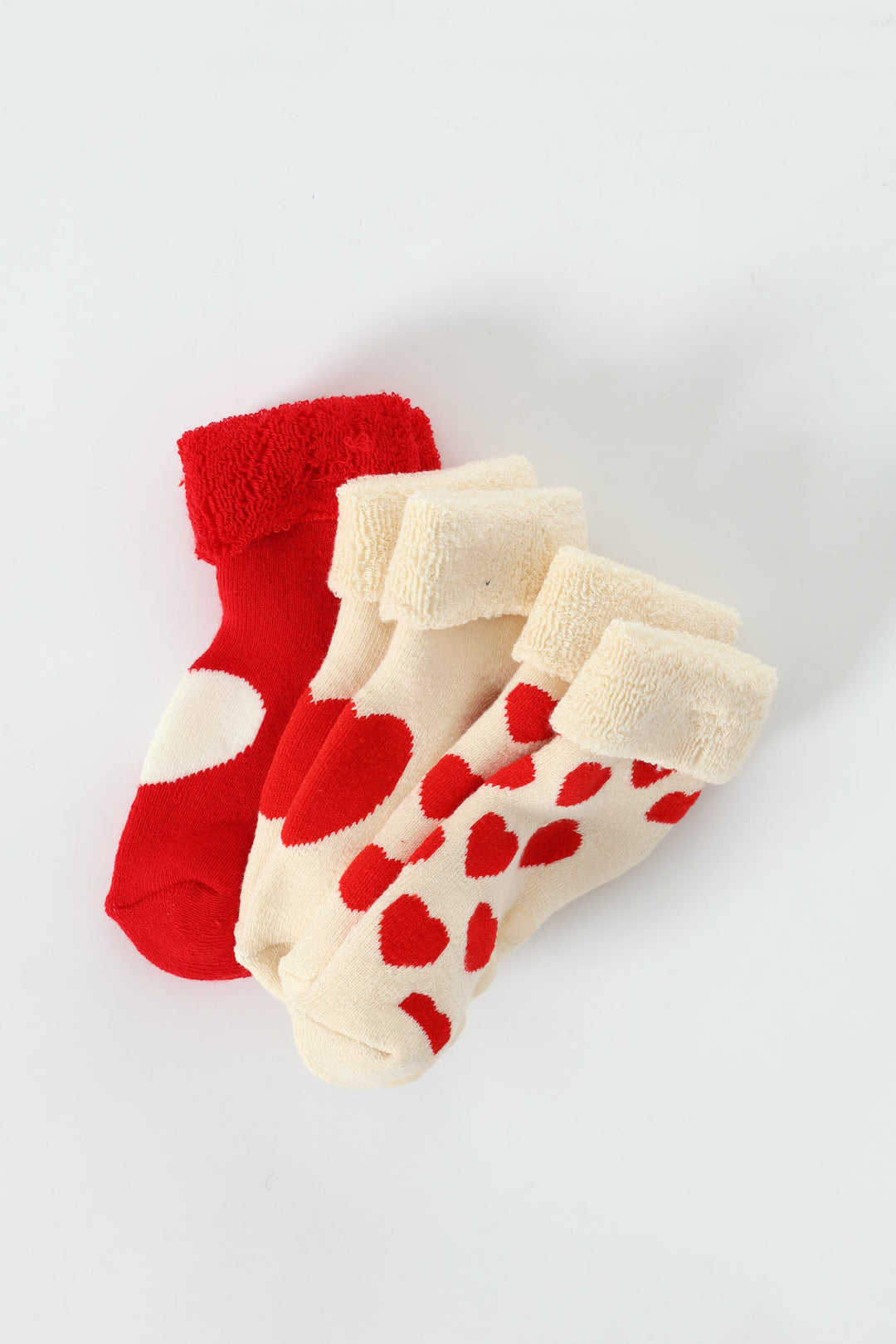 Baby Girls 3 Pack Hearts Towelling Socks - Red