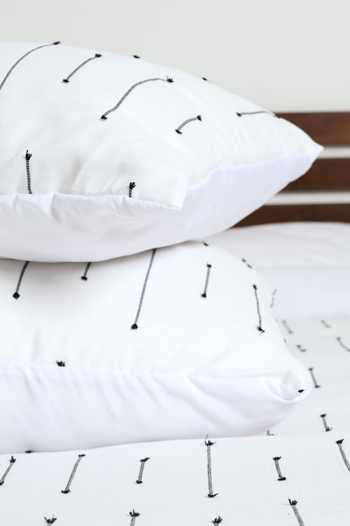 Textured Embroidered Stripe Duvet Cover Set