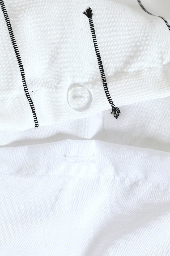 Textured Embroidered Stripe Duvet Cover Set